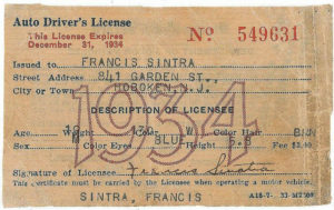 Frank Sintra Driver's license